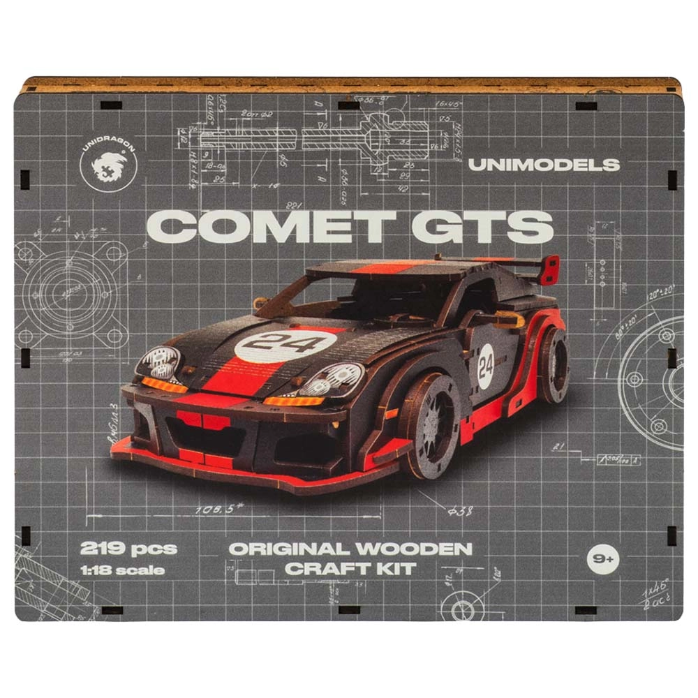Unidragon Comet GTS 3D Puzzle (4107390-COMET_GTS_BLACK-RED) - 219 pcs