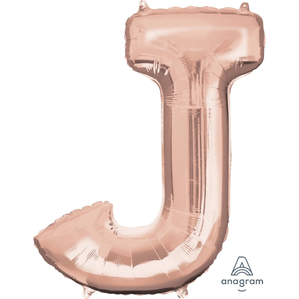 Party Zone Letter J Foil Balloon - 33-Inch Rose Gold