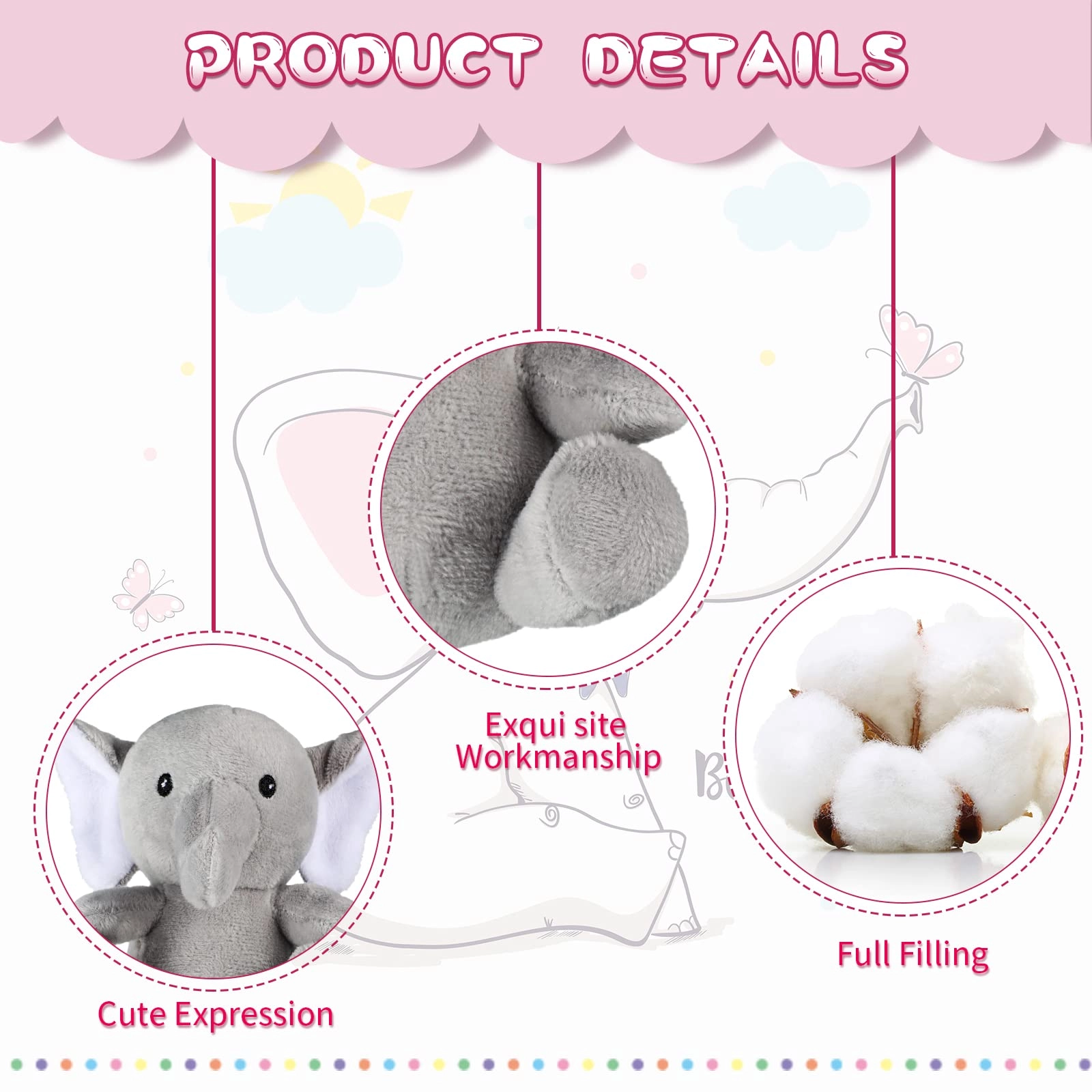 Elephant - 4 Inch Grey 4 Count
