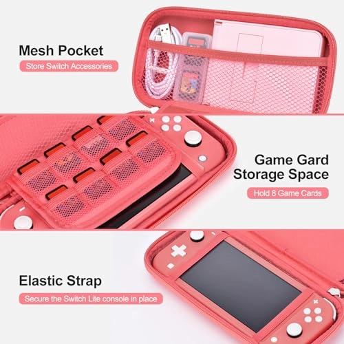 Switch Lite Carrying Case + Switch Game Case + Switch Lite Screen Protector + Switch Thumb Grips