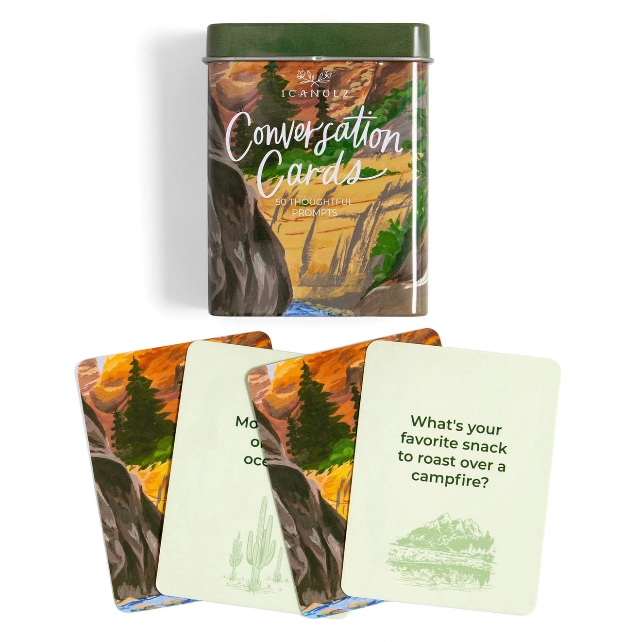 1Canoe2 Conversation Cards - 50 Prompts Metal Tin