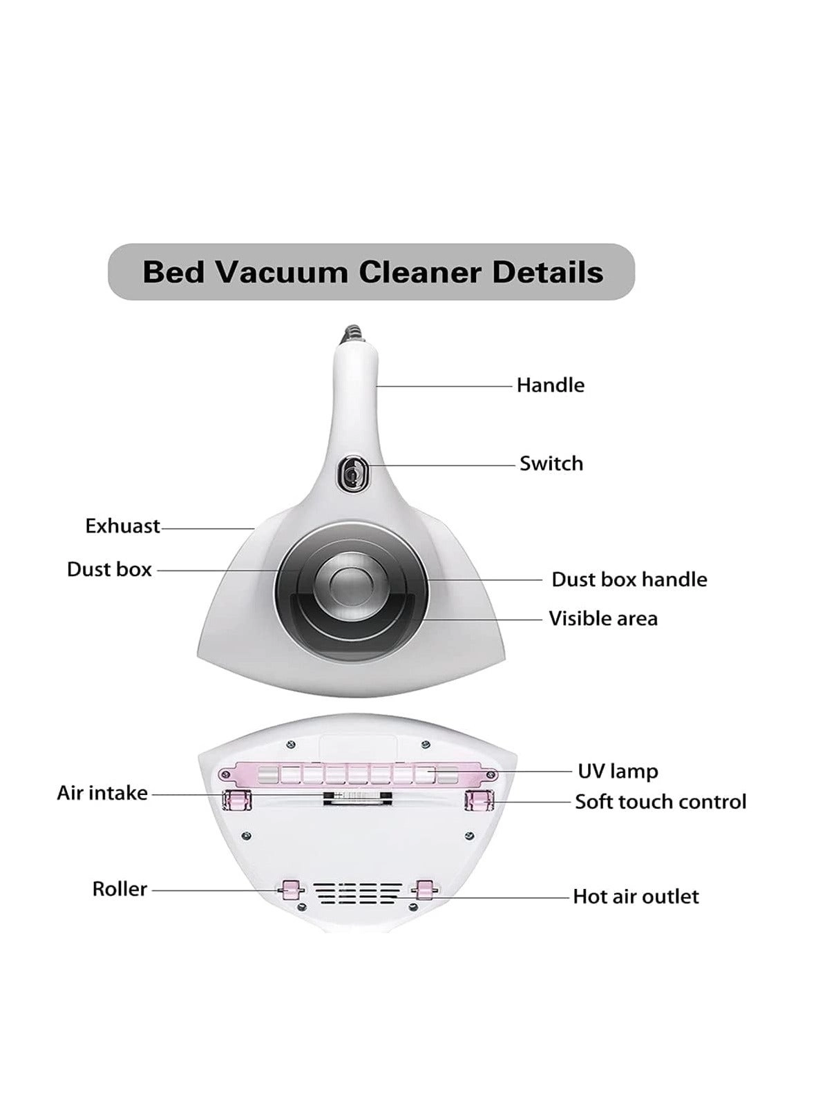 Mattress Vacuum Cleaner - 13Kpa Strong Suction Low Noise