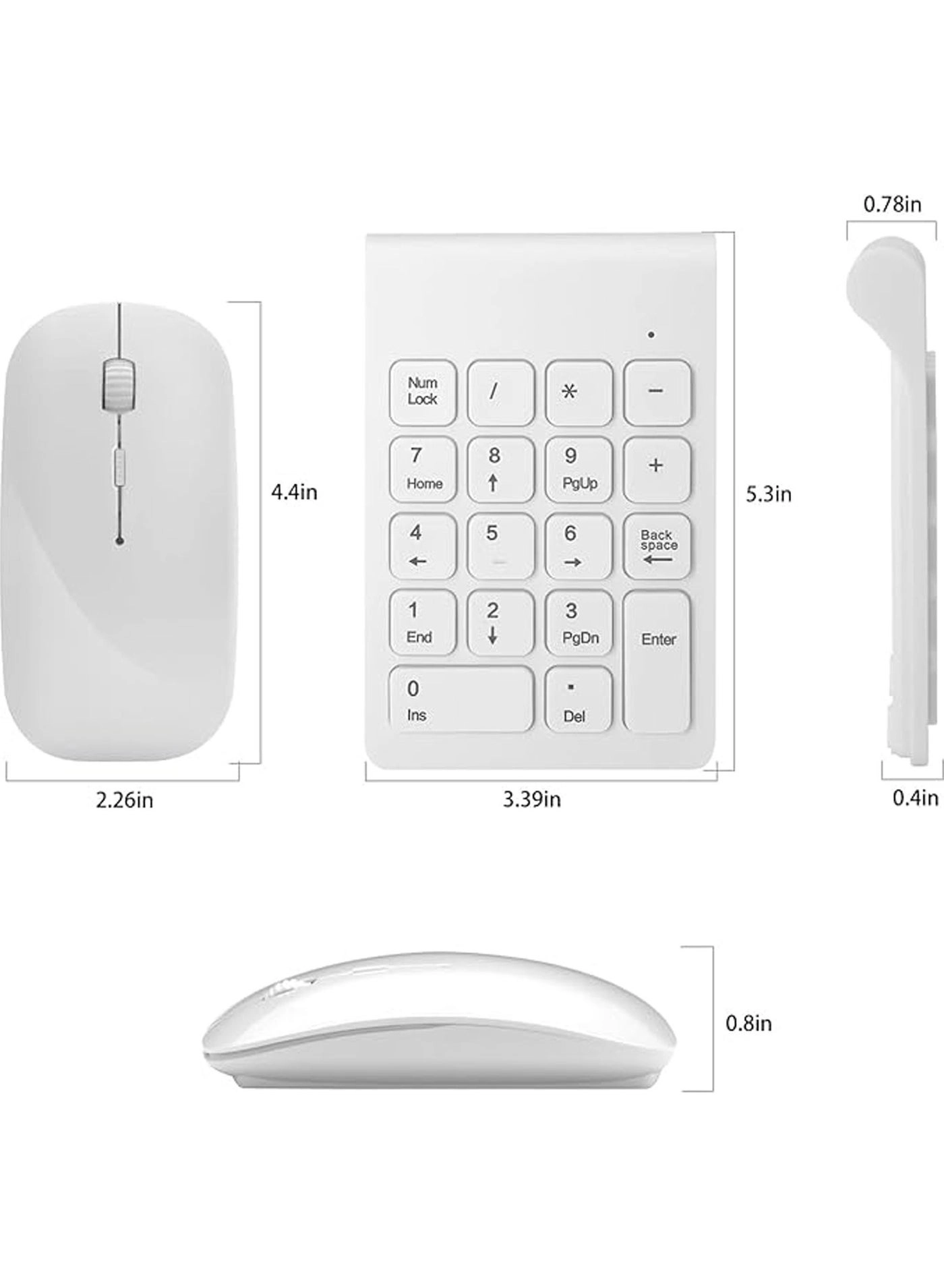 Wireless Numeric Keypad + Thin Wireless Mouse + 2.4G Wireless USB Receiver