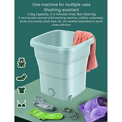 XHTONGSH غسالة قابلة للطي للطي المحمولة, غسالة صفرية اوتوماتيكية, عمل هادئ, الضوء الأزرق, ملابس داخلية غسل الملابس او عنصر صغیر, طاقة ومنطقة (Color : Green)