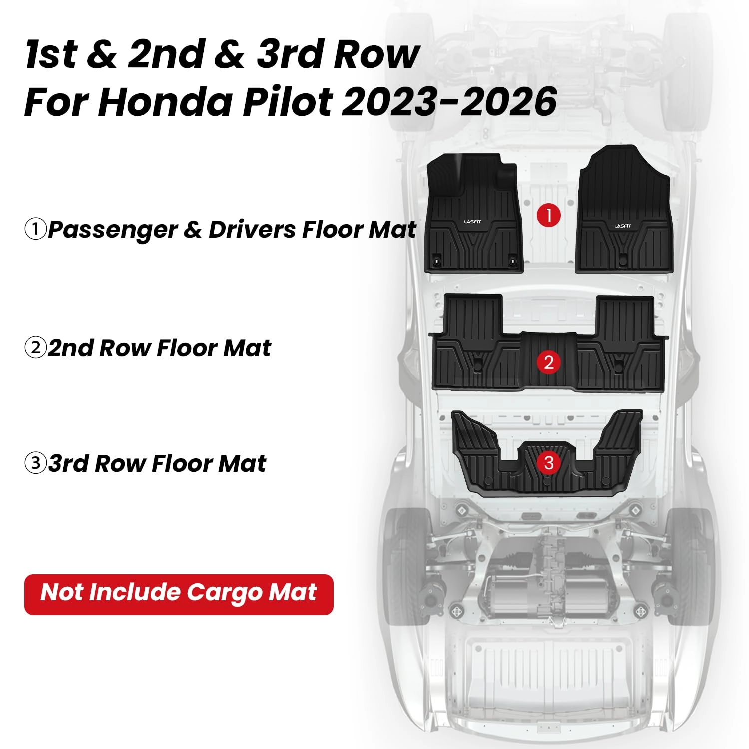 Floor Mats for Honda Pilot - 2023 2024 2025 2026 1st & 2nd & 3rd Row