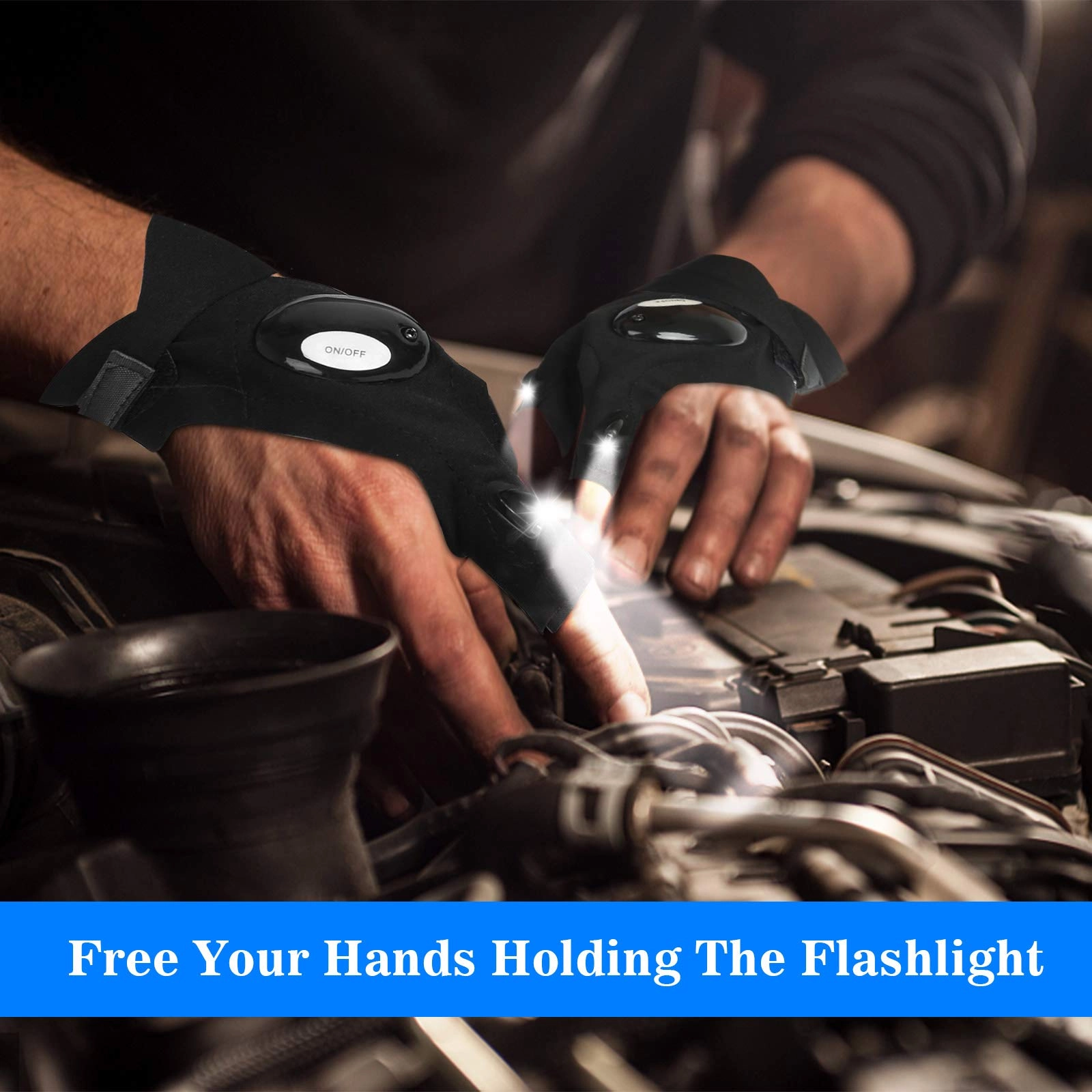 Flashlight Gloves - Black 50lm