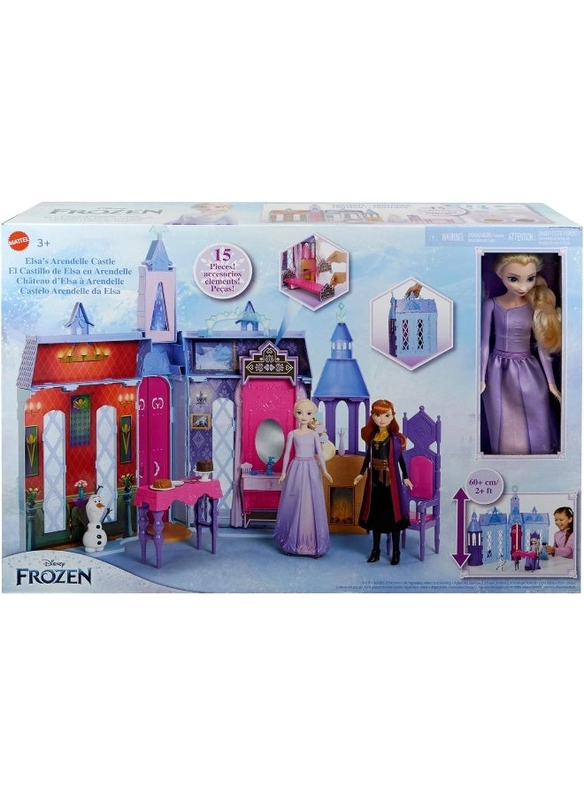 Disney Frozen Arendelle Castle - over 2 feet high + Elsa Doll - posable purple dress Ages 3+