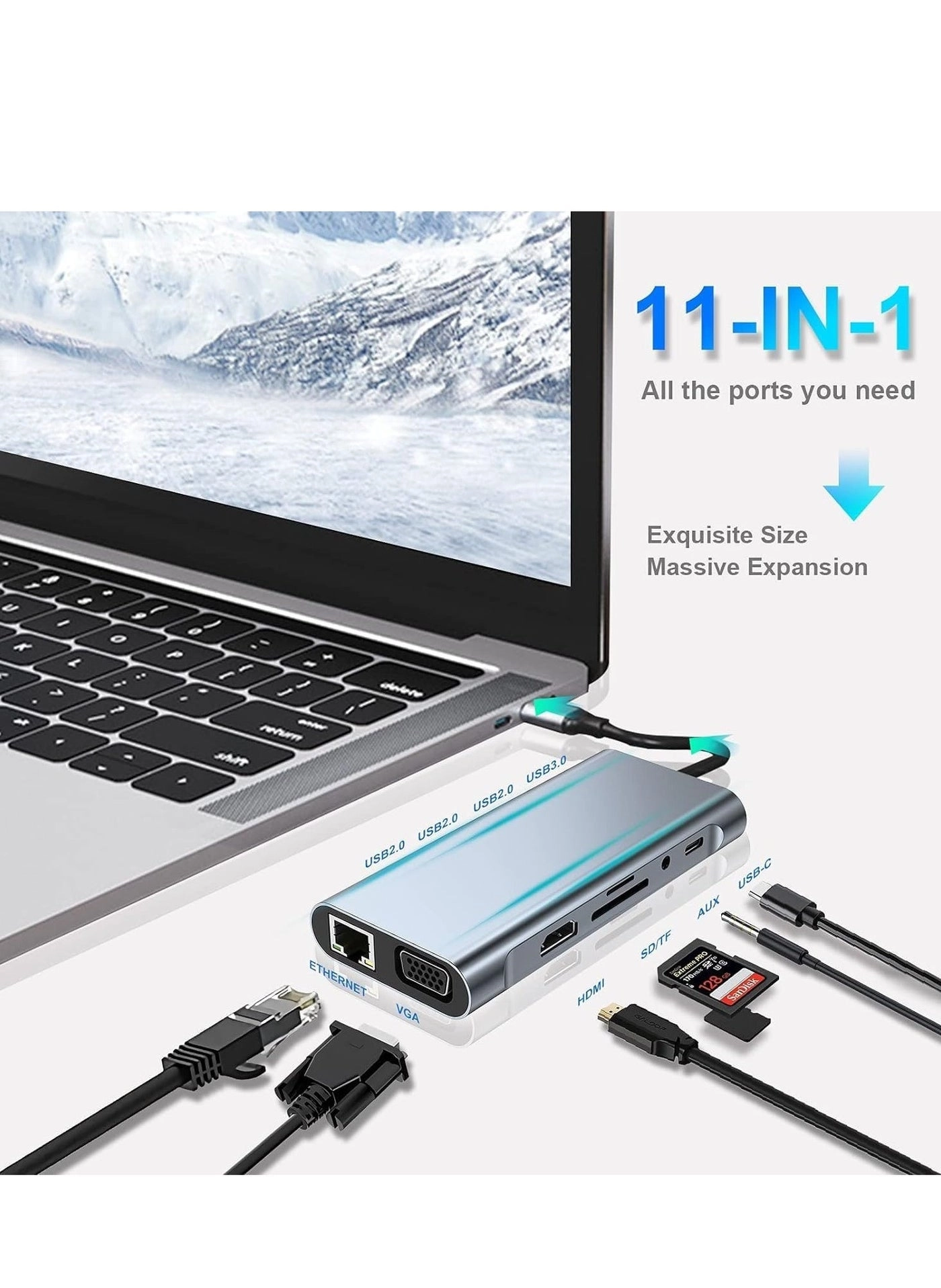 10-in-1 USB C Hub Docking Station - 4K HDMI VGA Ethernet