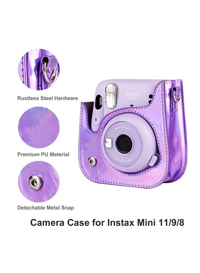 Camera Case - Shiny purple + Mini Photo Album + Selfie Lens + Color Filters + Photo Frames + Sticker