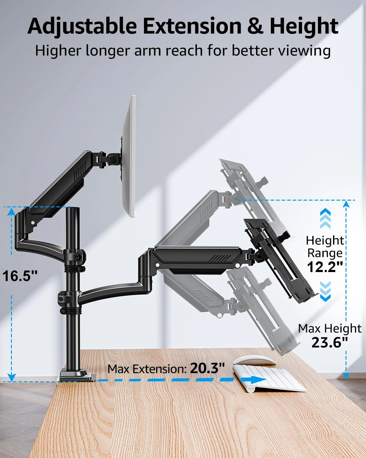 Laptop and Monitor Desk Mount - 32"