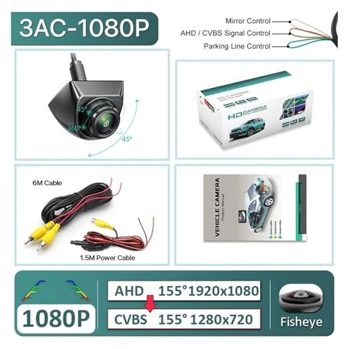 Wide View Vehicle Back up Camera - Night Vision Wire 1920x1080P