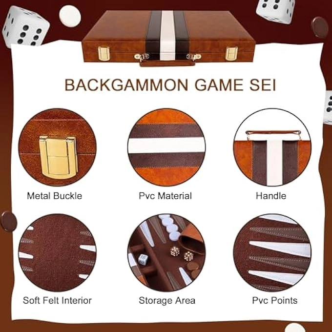 LUXURY BACKGAMMON - FAUX LEATHER EXTERIOR SPECIAL FELT INLAY