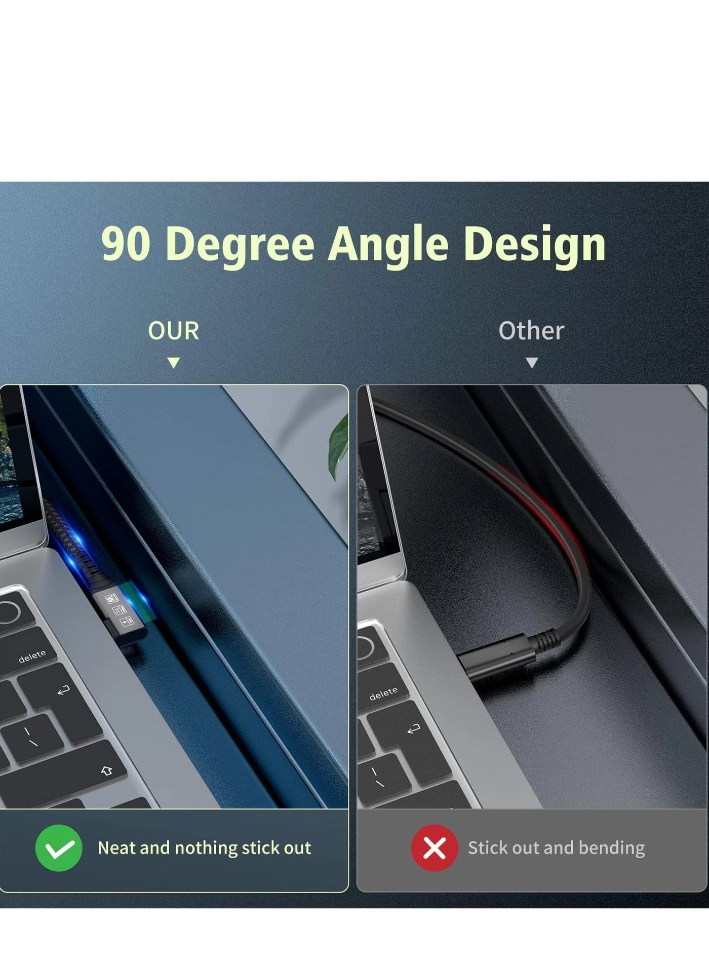 USB 4 Type-c Male Angle to Female Extension Cable 100W