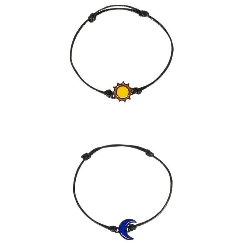 Better Together Sun&Moon Enamel Black-Tone Textile Bracelet