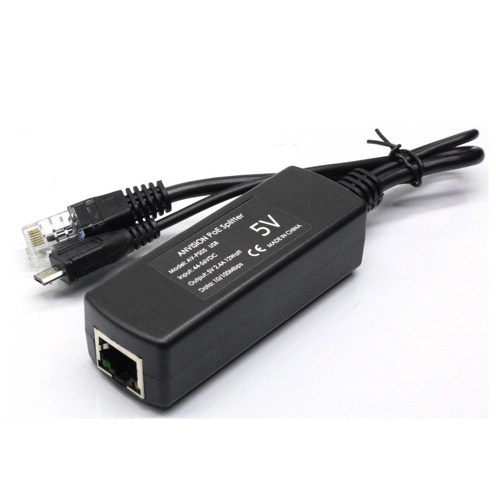 5V Gigabit PoE Splitter - DC44-56V 12W IEEE 802.3af 10/100/1000Mbps