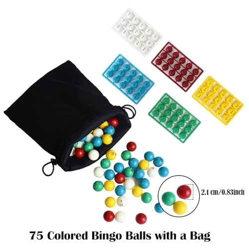 Jumbo Bingo Game Set - 11" Metal Round Cage 75 Colored Balls 100 Bingo Cards
