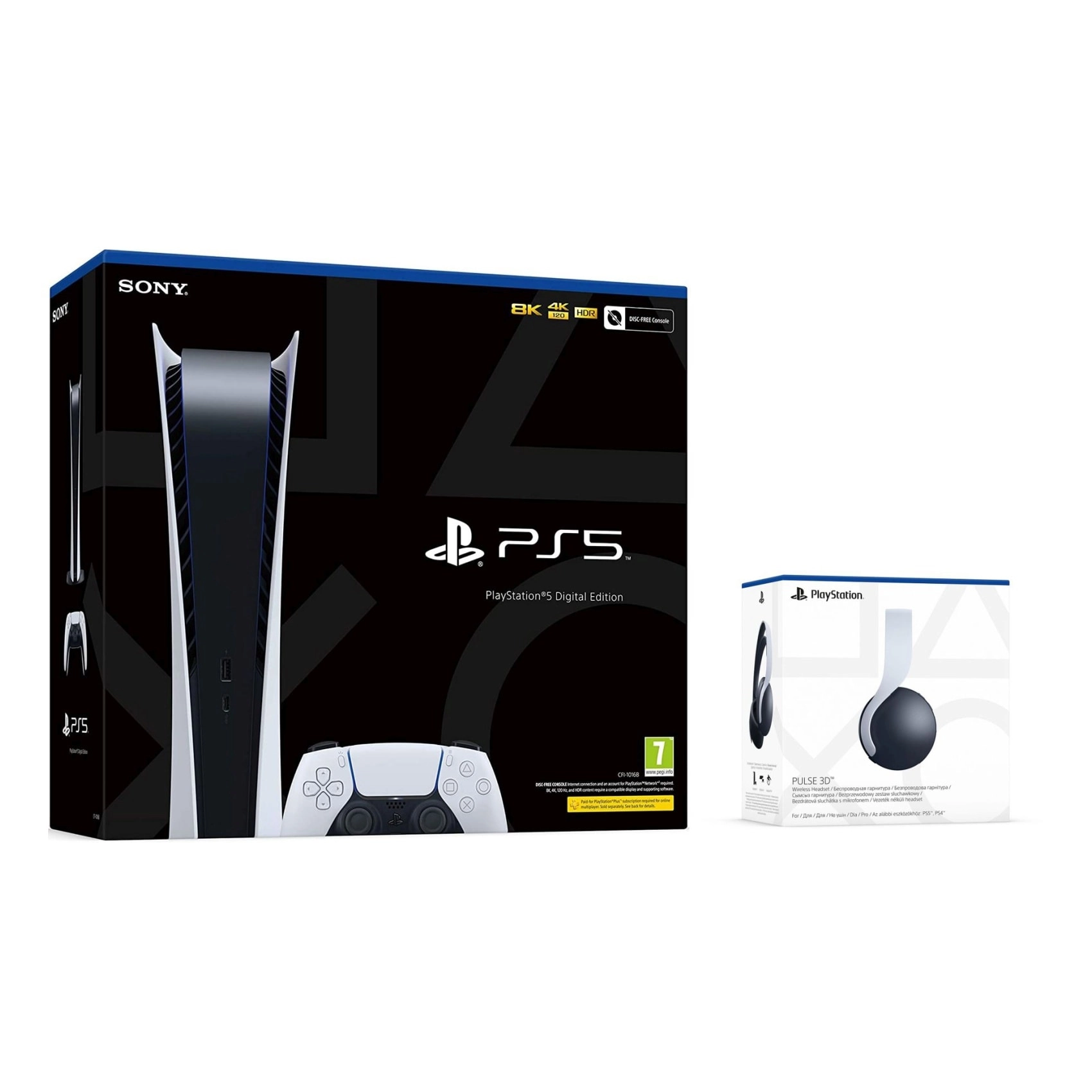 PlayStation 5 Digital Edition - 825GB + DualSense + Pulse 3D