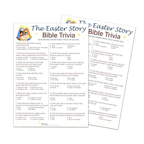 Easter Game Cards - 16 years and up 20 game cards & 1 answer card