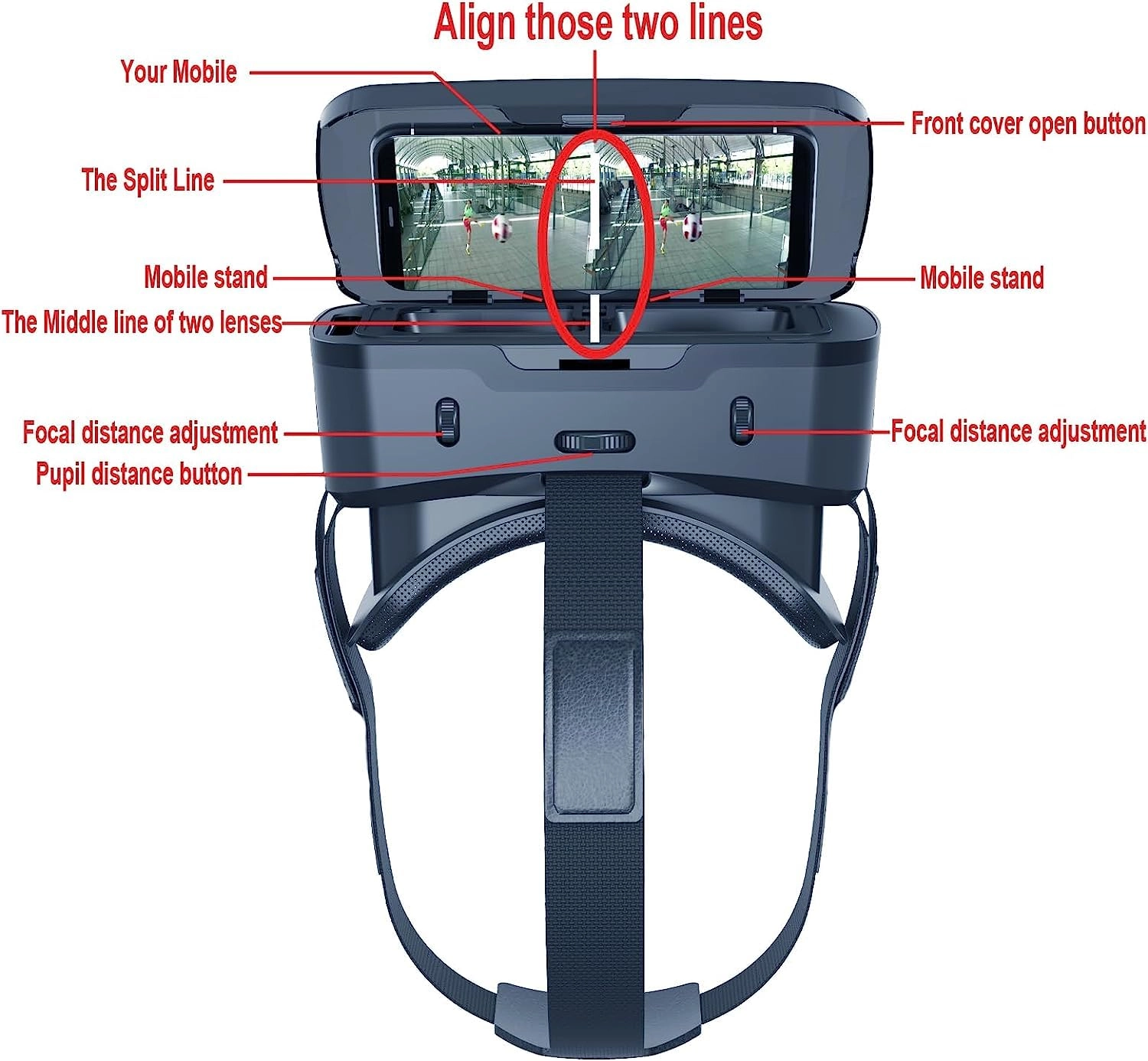 VR Headset - 4.7 to 7.3" Screen Compatible 120 degree FOV