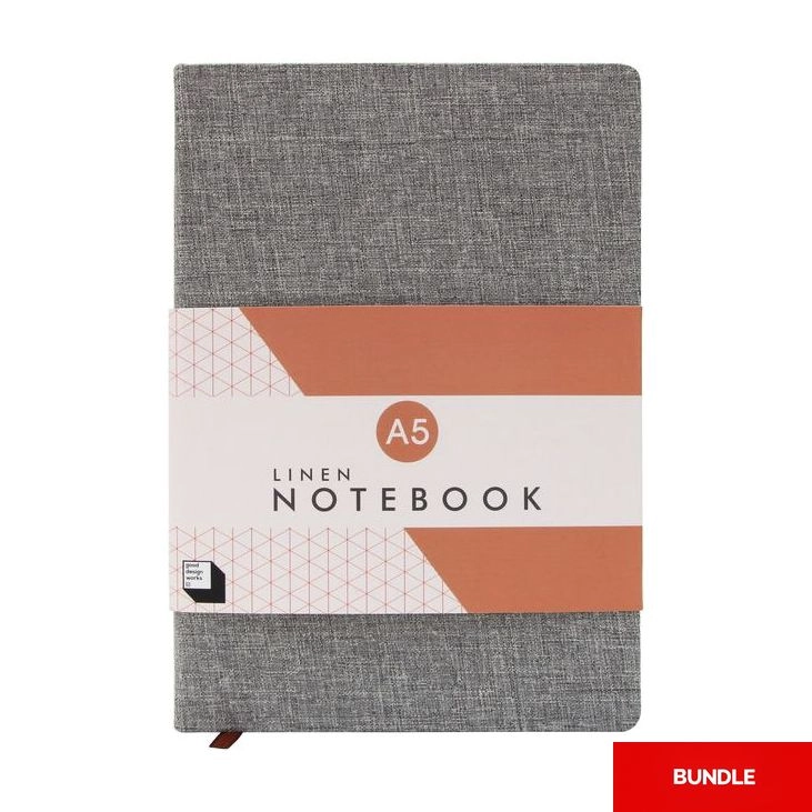 GOOD DESIGN WORKS Linen Notebook A5 Hardcover - Lined 256 Pages Bundle