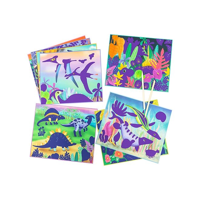 Scratch Art Kit - 5-8 years 8 cards 2 wooden etching tools