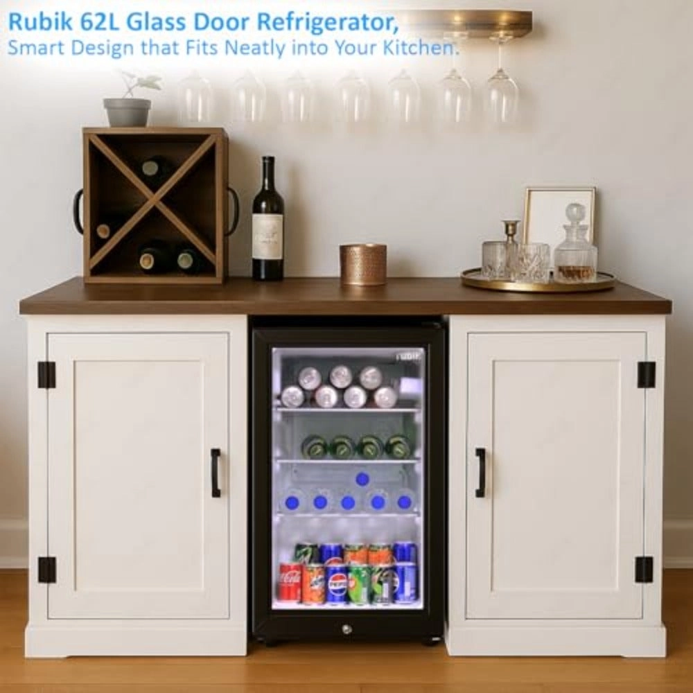 Mini Fridge Glass Door - 62L 2~6°C