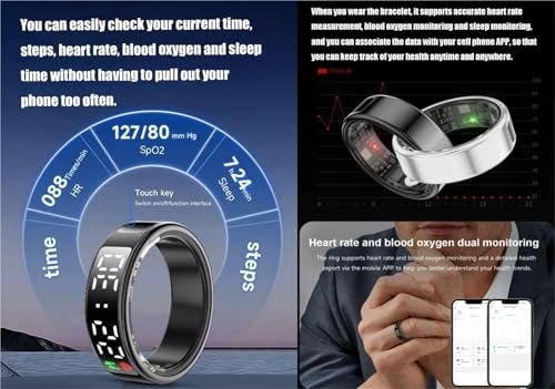 Smart Ring Health Tracker - LED Display IP68 Waterproof