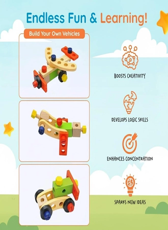 Wooden Tool Box Set - Montessori Pretend Play with Tools