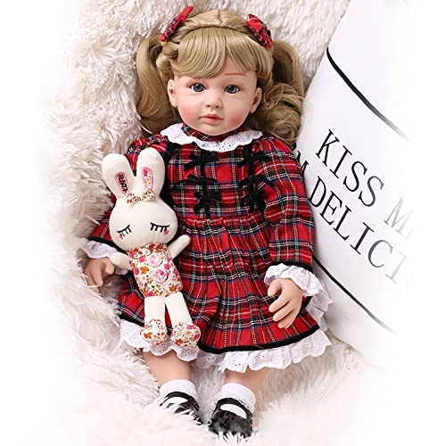 Reborn Baby Doll - 24 Inch Vinyl Cotton Body Pink Yarn Skirt Ages 3+