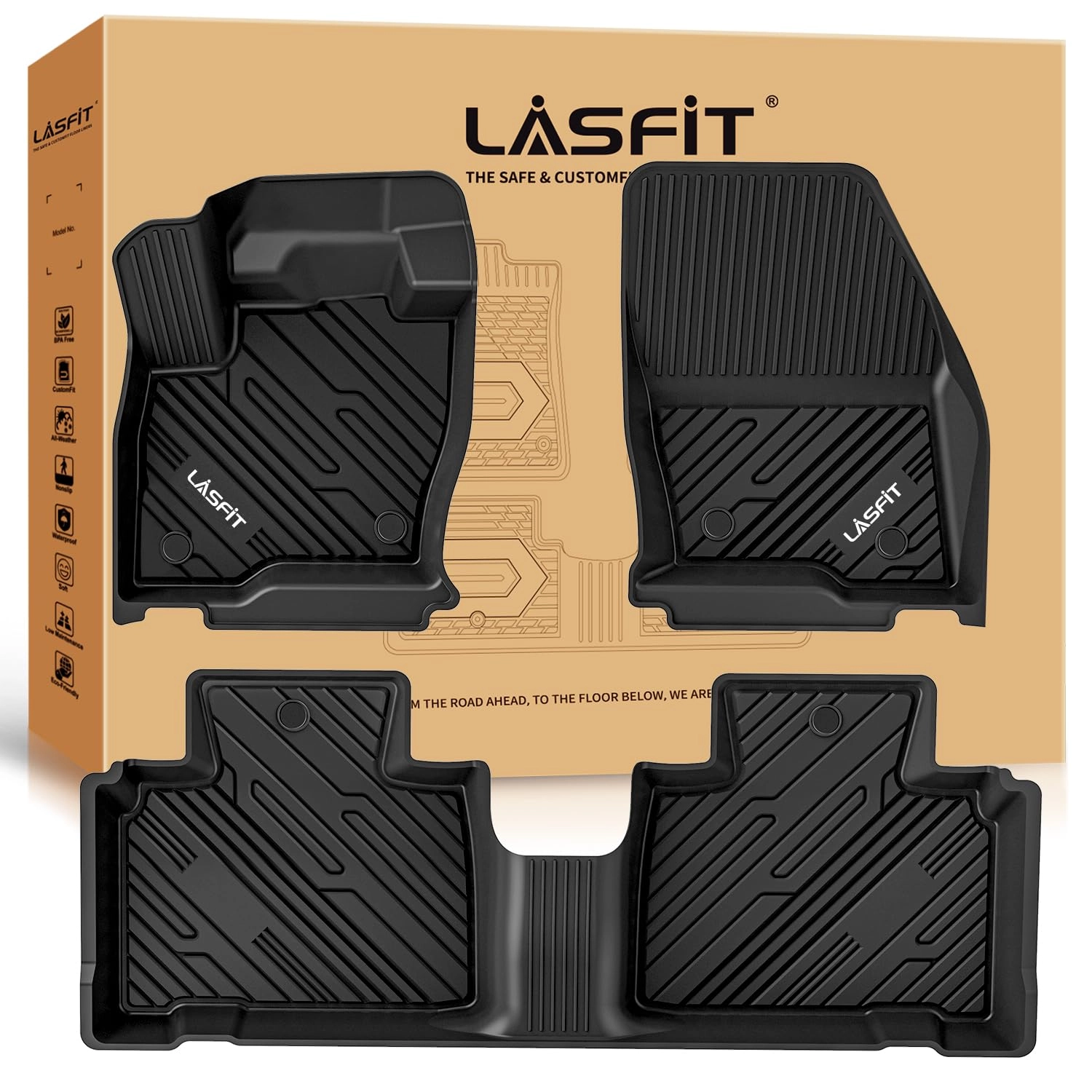 LASFIT Floor Mats for Ford Edge - 2015-2024 1st & 2nd Row