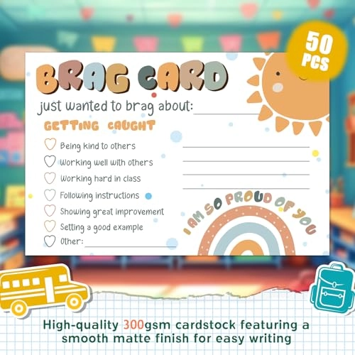 Boho Sunshine Classroom Brag Cards - Kids (Elementary School) 50 pieces