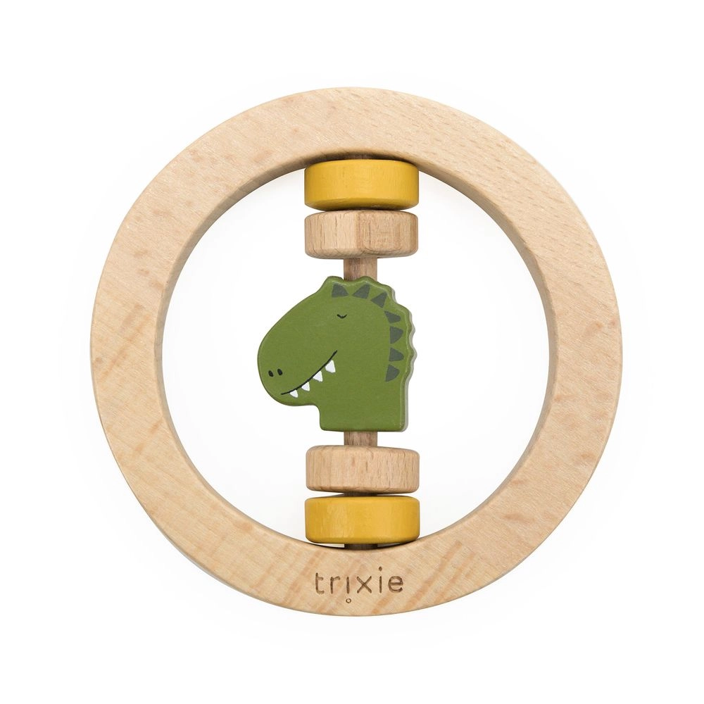 Wooden Round Rattle - 6 month(s) FSC-certified beech wood Mr. Dino
