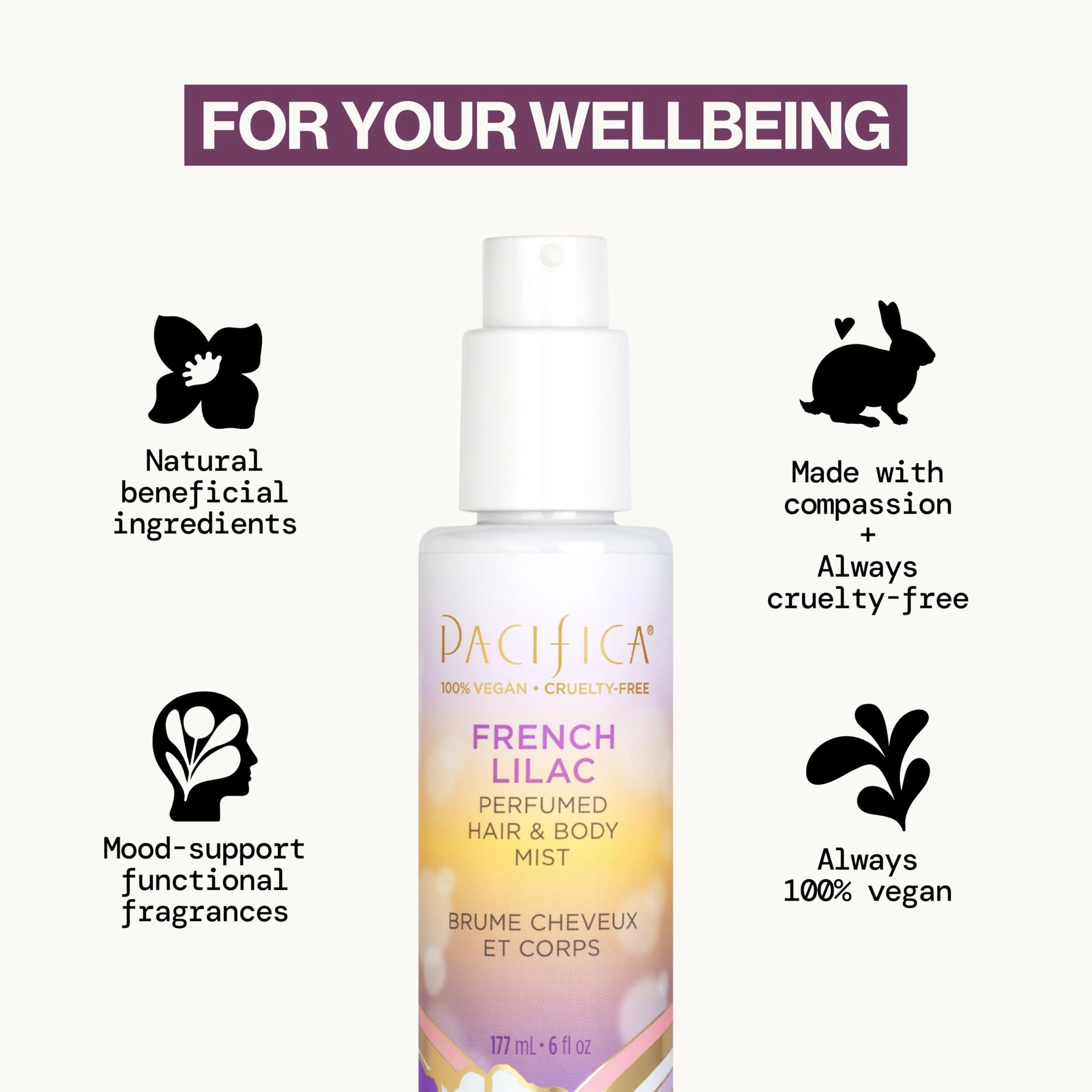 Perfumed Hair & Body Mist - 177 Milliliters French Lilac