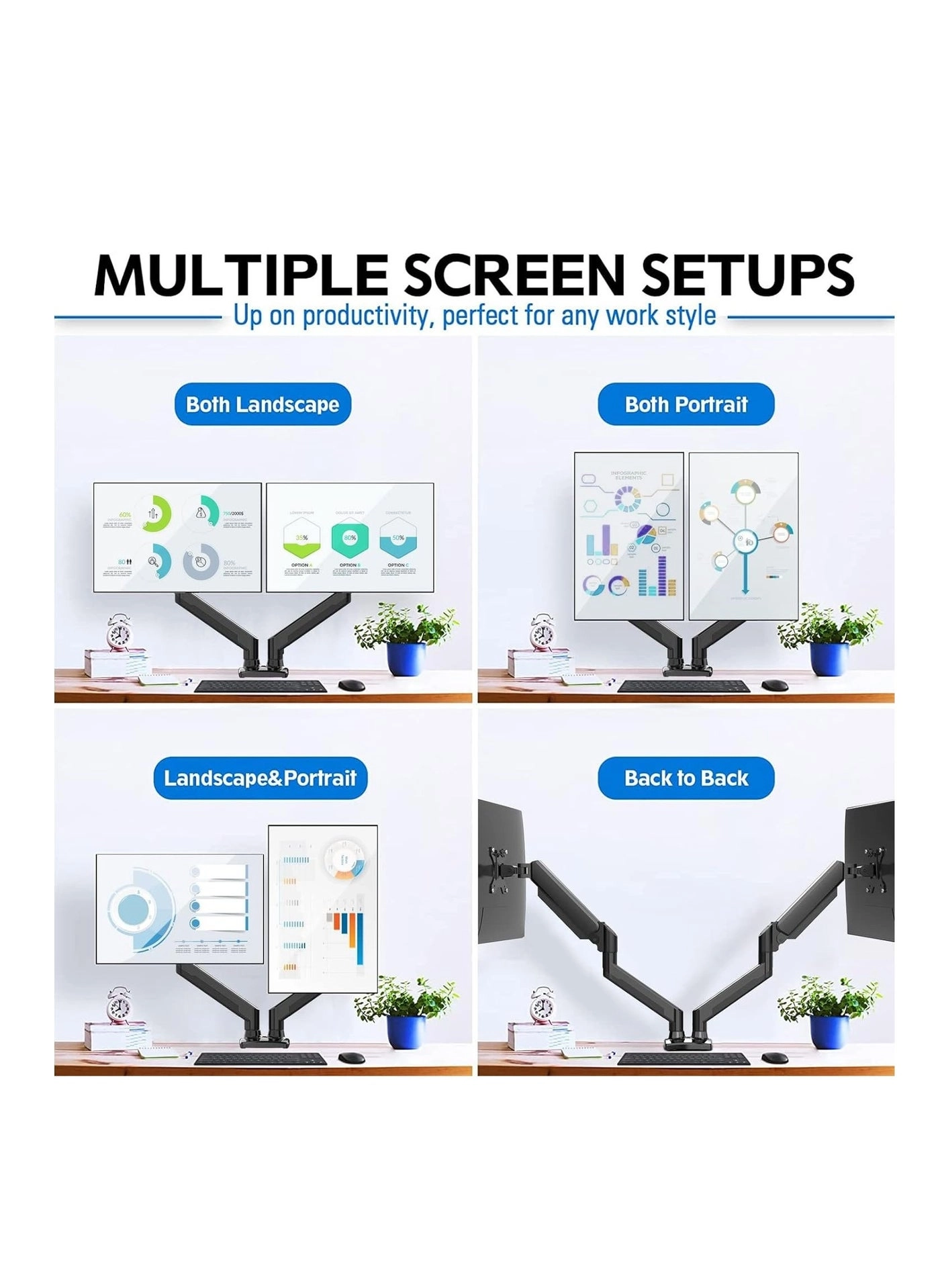 Dual Monitor Stand - 32 Inches 75x75/100x100mm