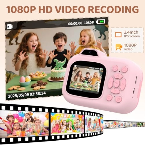 Kids Camera Instant Print - 1080P Dual-Lens