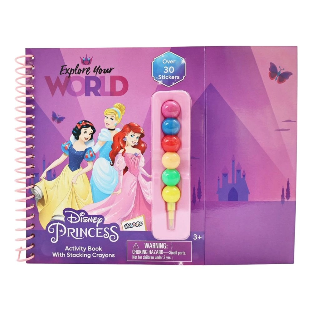 SKOODLES Disney Princess Activity Book - 3+ years with Stacking Crayons