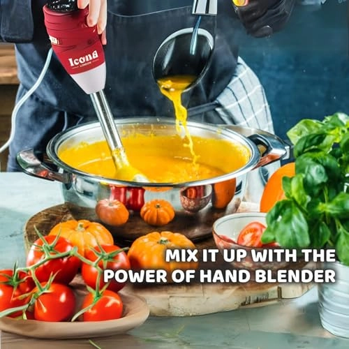 Hand Blender - Detachable Stainless-Steel Whisk & Beater Ergonomic Slim Grip Handle