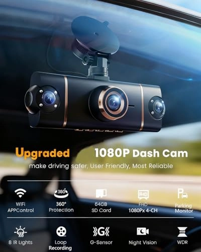 360 Dash Cam - 1080P*4 FHD