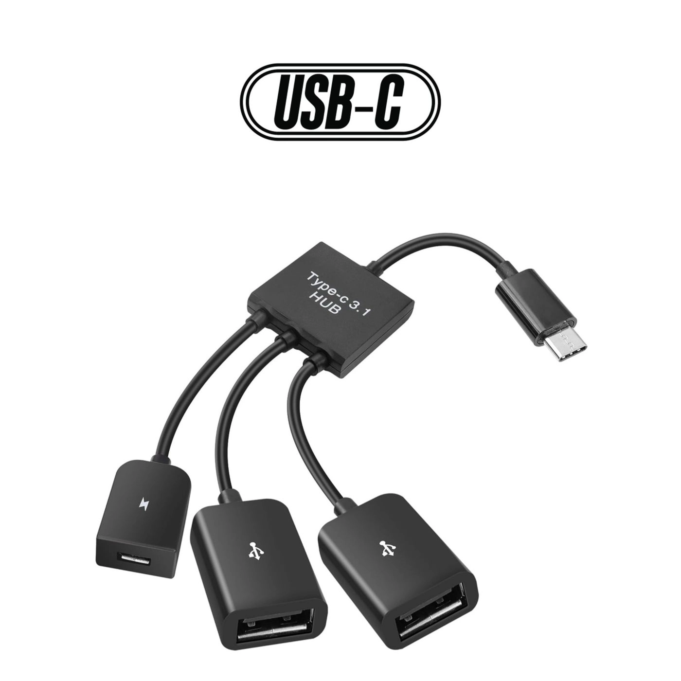 Barakah USB C to Dual USB OTG Adapter - 4 Port Type-C Male