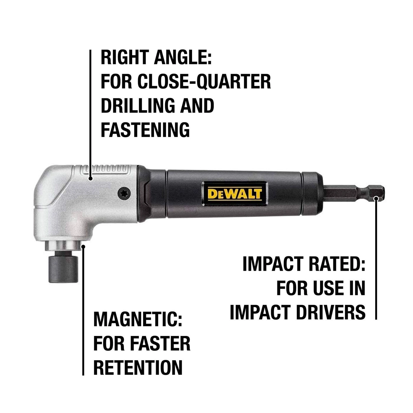 Right Angle Drill Adaptor - 2-in-1 Attachment One Size