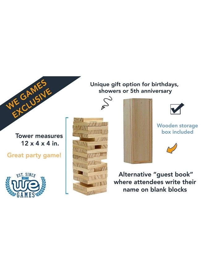 Wooden Block Stacking Tower - Includes Storage Case 12 Inches
