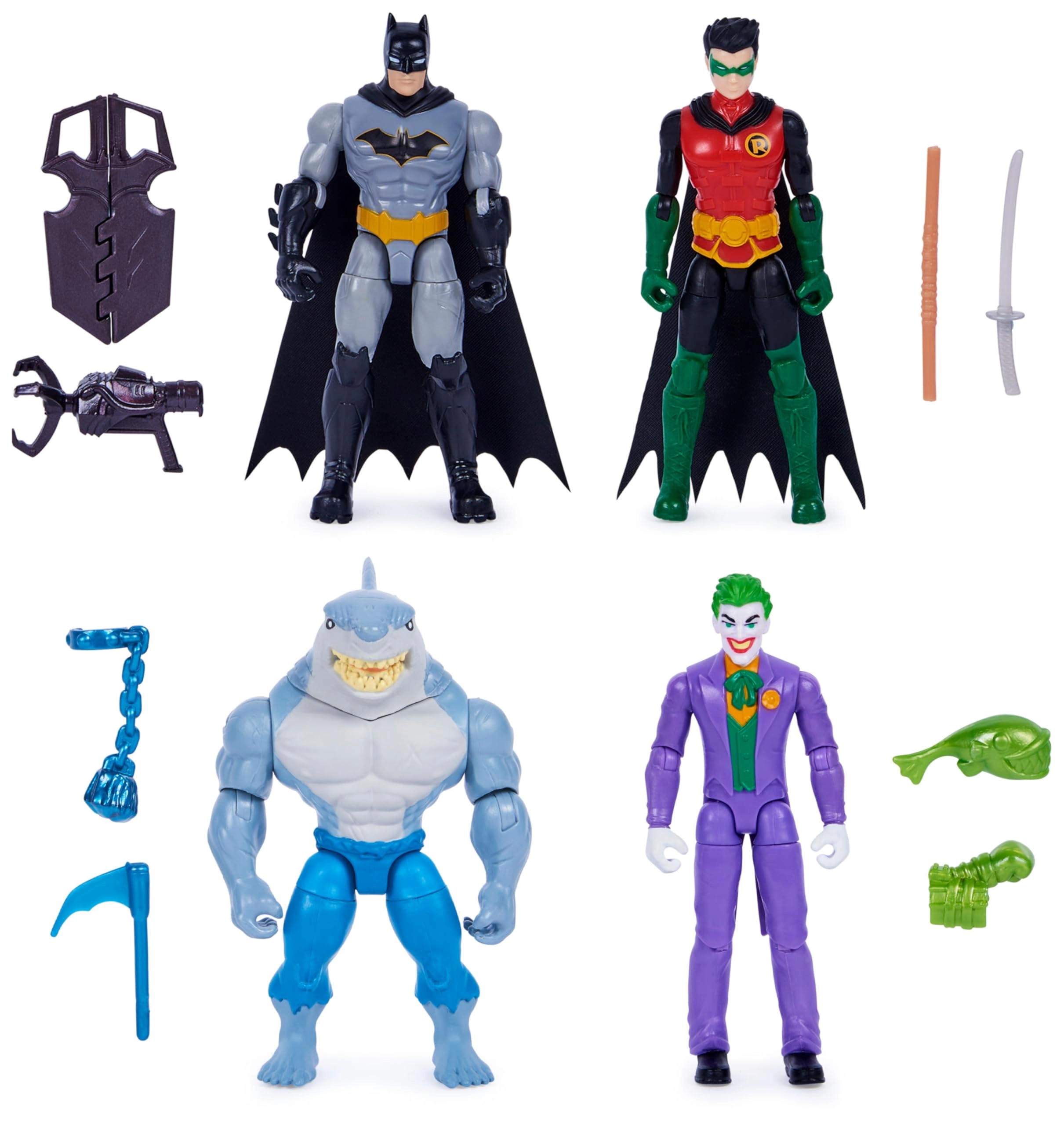 Spin Master Batman + Robin + The Joker + King Shark - DC Comics