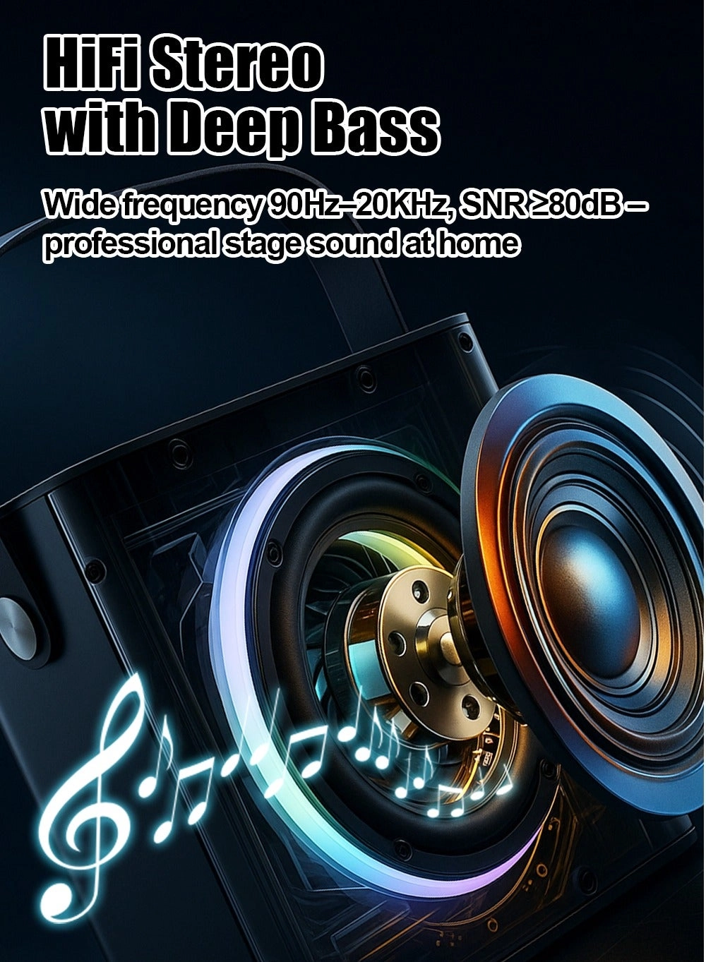 Portable Karaoke Machine - 2 wireless Bluetooth microphones