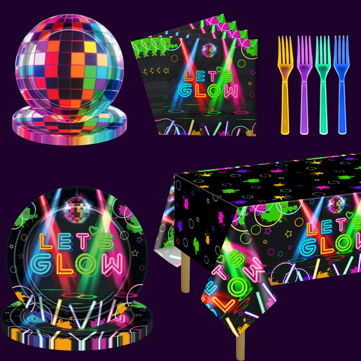 Glow Party Supplies Plates - 81 Birthday Glow Party Halloween