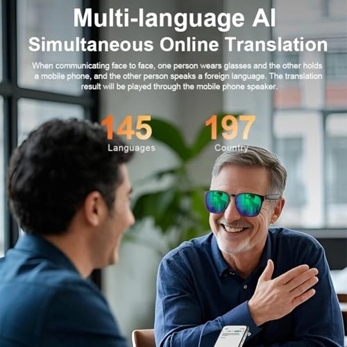 AI Smart Glasses - 140-Language Translation Bluetooth