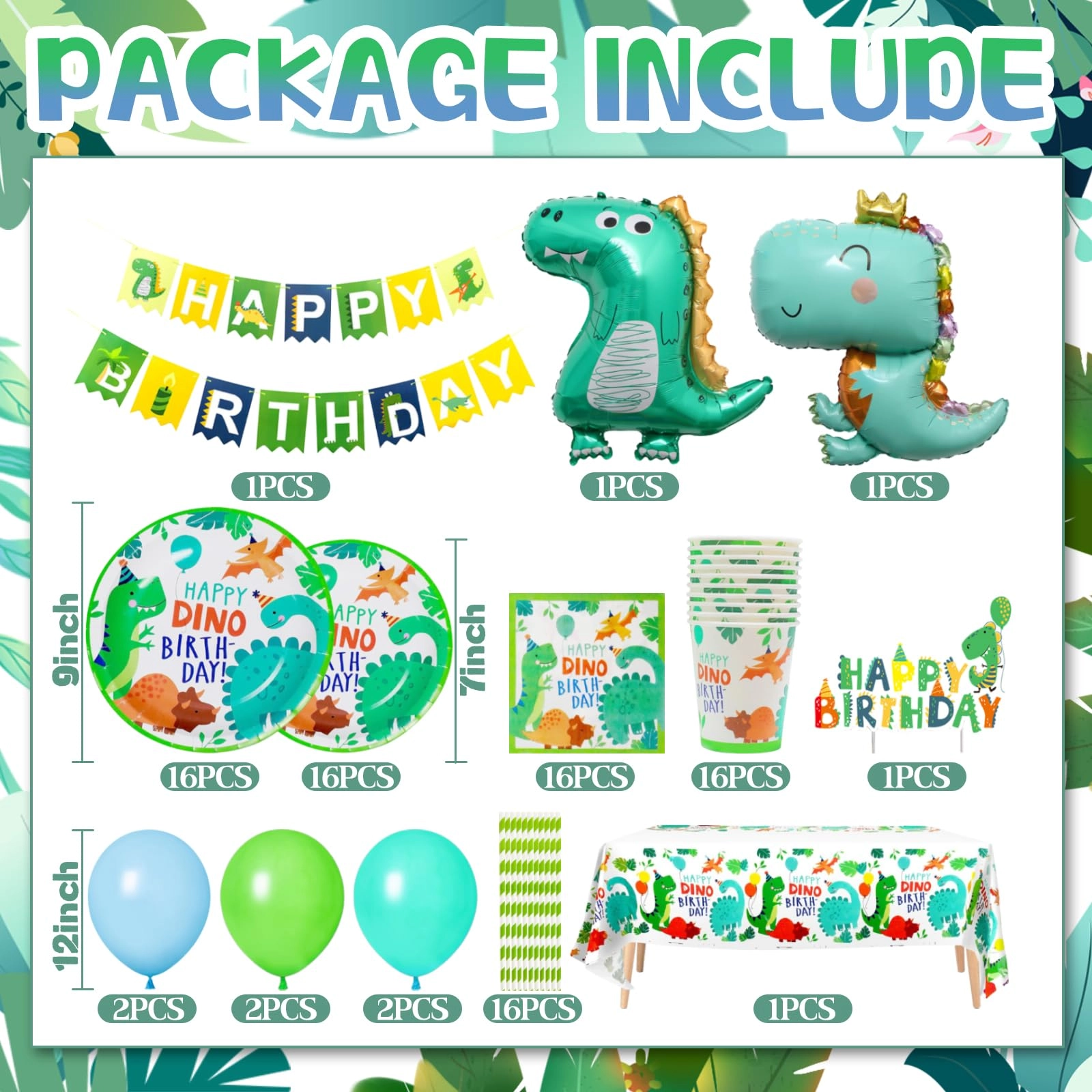 Dinosaur Birthday Party Tableware Set - 16pcs Birthday