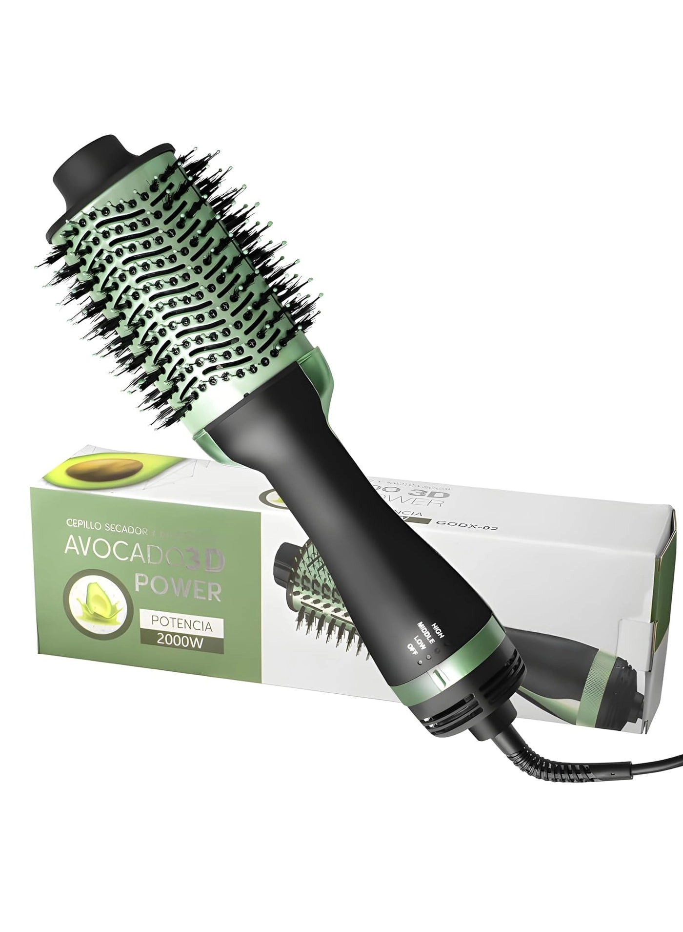 Avocado 3D Hair Dryer Brush - Green Hot Air