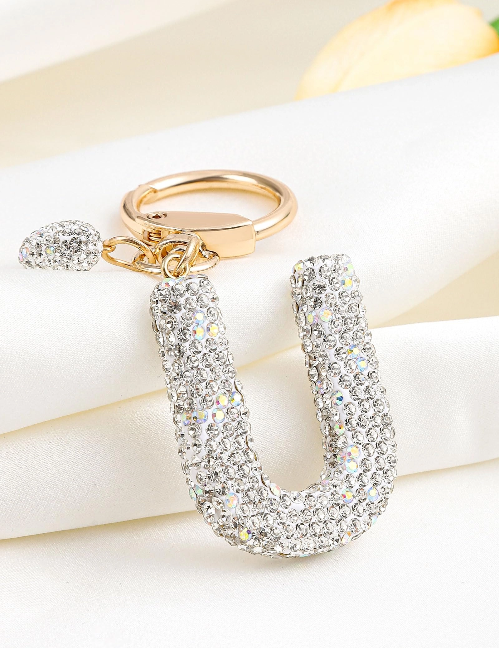 Initial Keychain - L Purple Rhinestone