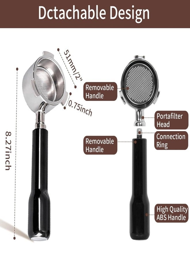 51mm Bottomless Portafilter - 3-Ear Stainless Steel