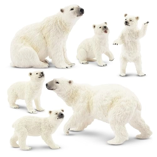 TOYMANY Polar Bear Figurines - 6PCS